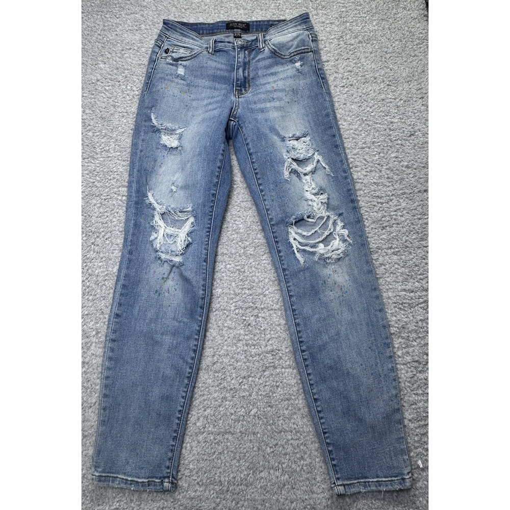 Judy Blue Distressed Light Blue Boyfriend Jeans